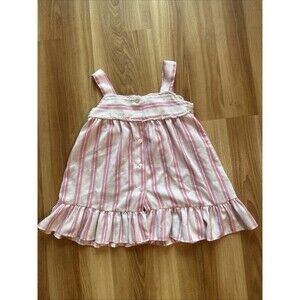Vtg Sears Roebuck Perma-Prest Winnie The Pooh Dress Size 6 Pink Stripe Pinafore